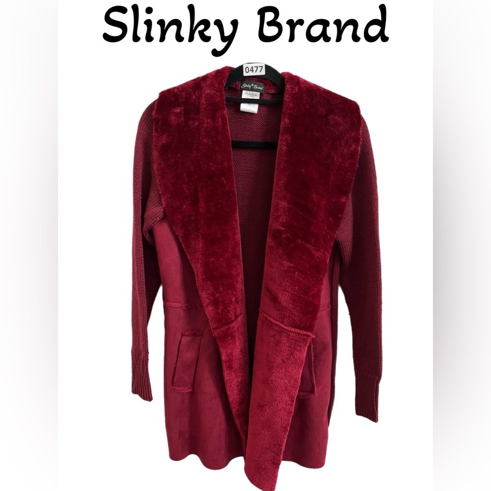 🌟Slinky Brand faux suede and knit open cardigan - Picture 2 of 8